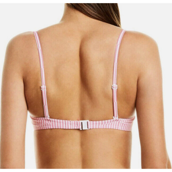 Onia NWT Dalia Pink and White Broken Striped Underwire Demi Cup Bikini Top Large - Picture 6 of 15